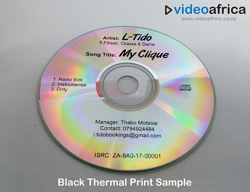 black thermal disc print example